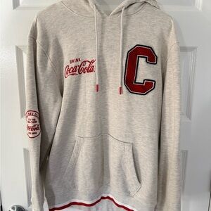 Coca Cola Men's Beige Hoodie with Red Details